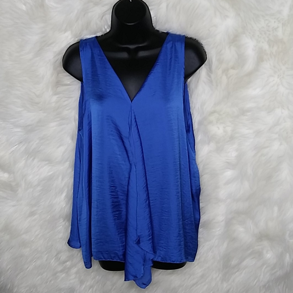 A DIVA SILKY BLUE BLOUSE SIZE L